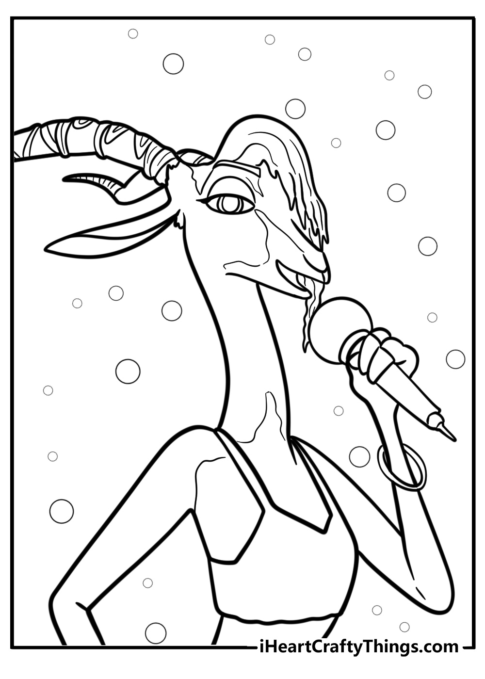 Gazelle performing on stage detailed zootopia coloring sheet