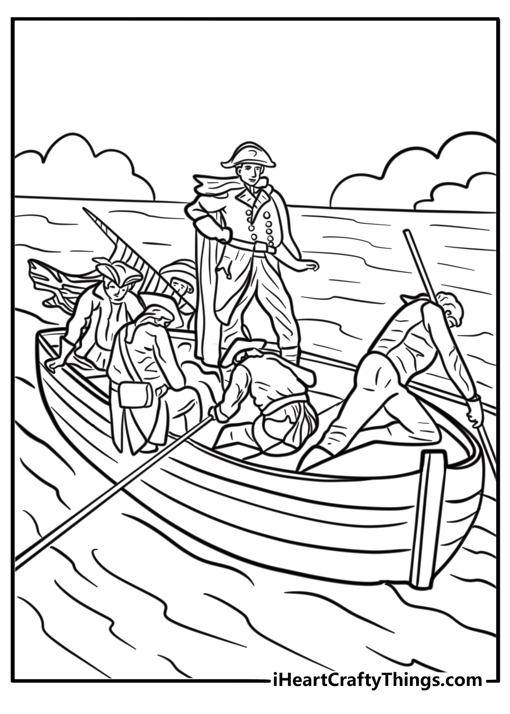 George washington crossing the delaware fun printable coloring sheet