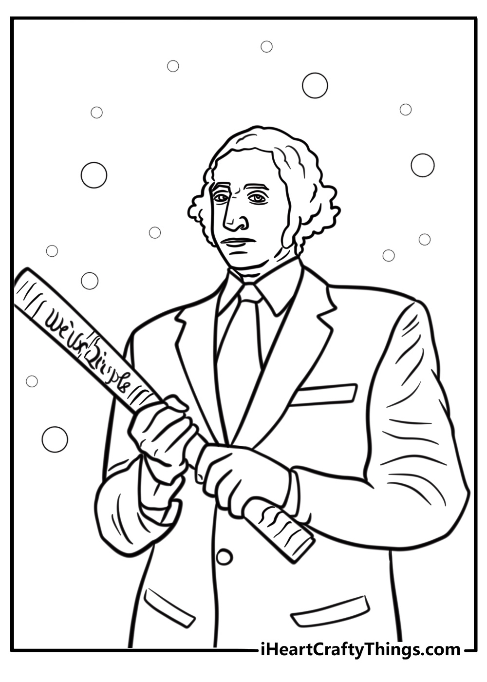 George Washington holding the US Constitution coloring page