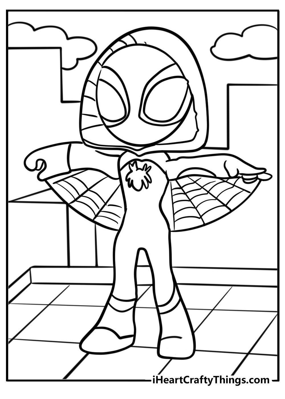 Ghost spider ready for adventure printable coloring sheet