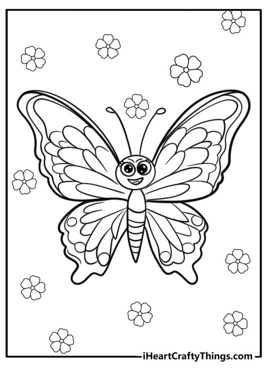Happy butterfly with large wings fun printable pdf