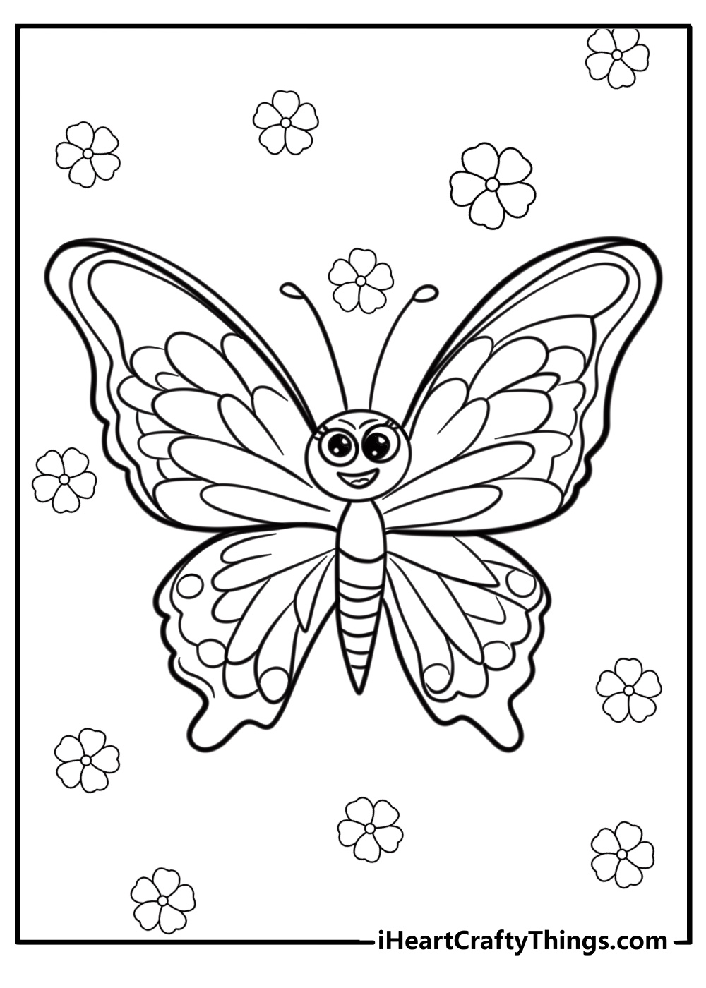 Happy butterfly with large wings fun printable pdf