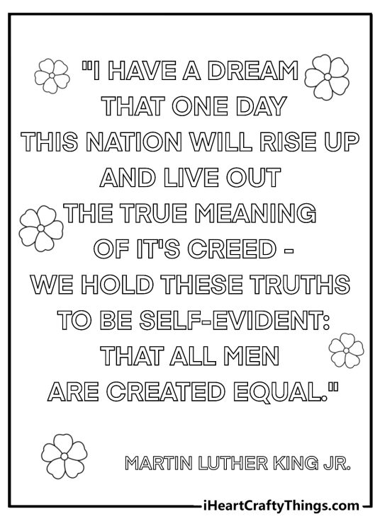 Have a dream quote coloring sheet for martin luther king jr day