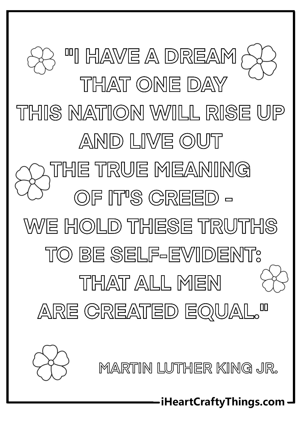 Have a dream quote coloring sheet for martin luther king jr day