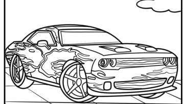 Hellcat with a custom paint job free coloring page pdf