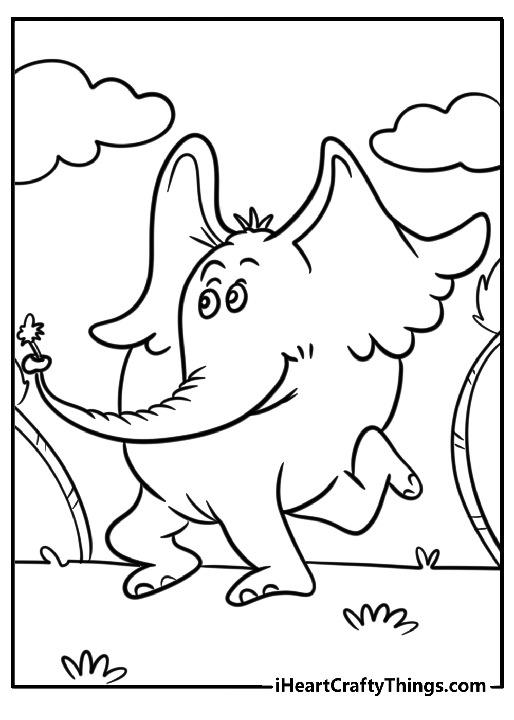 Horton protecting his tiny clover detailed free dr seuss coloring sheet