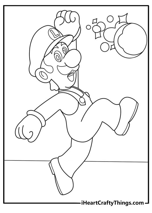ice luigi casting an ice blast winter coloring page