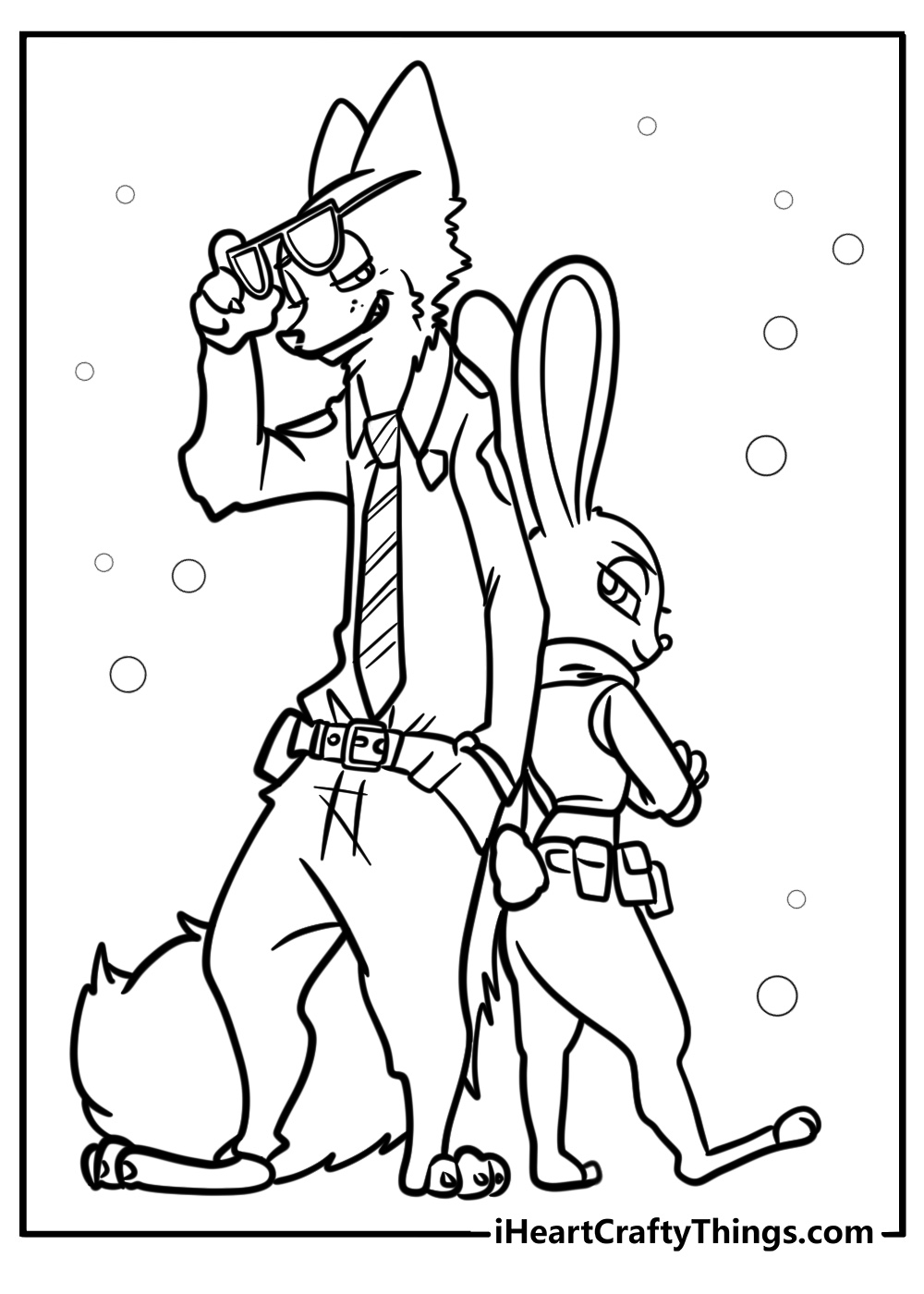 Judy and nick on a case fun printable zootopia coloring sheet