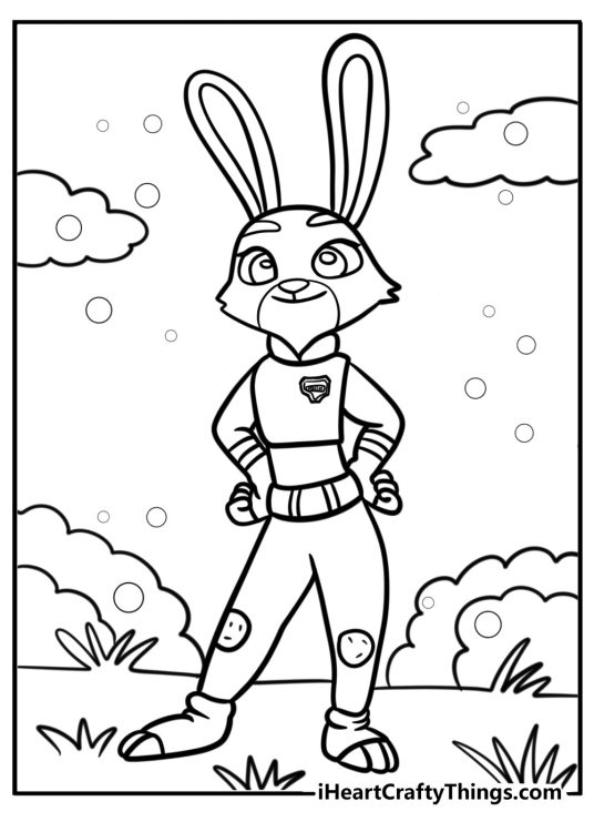 Judy hopps as a police officer free coloring page pdf