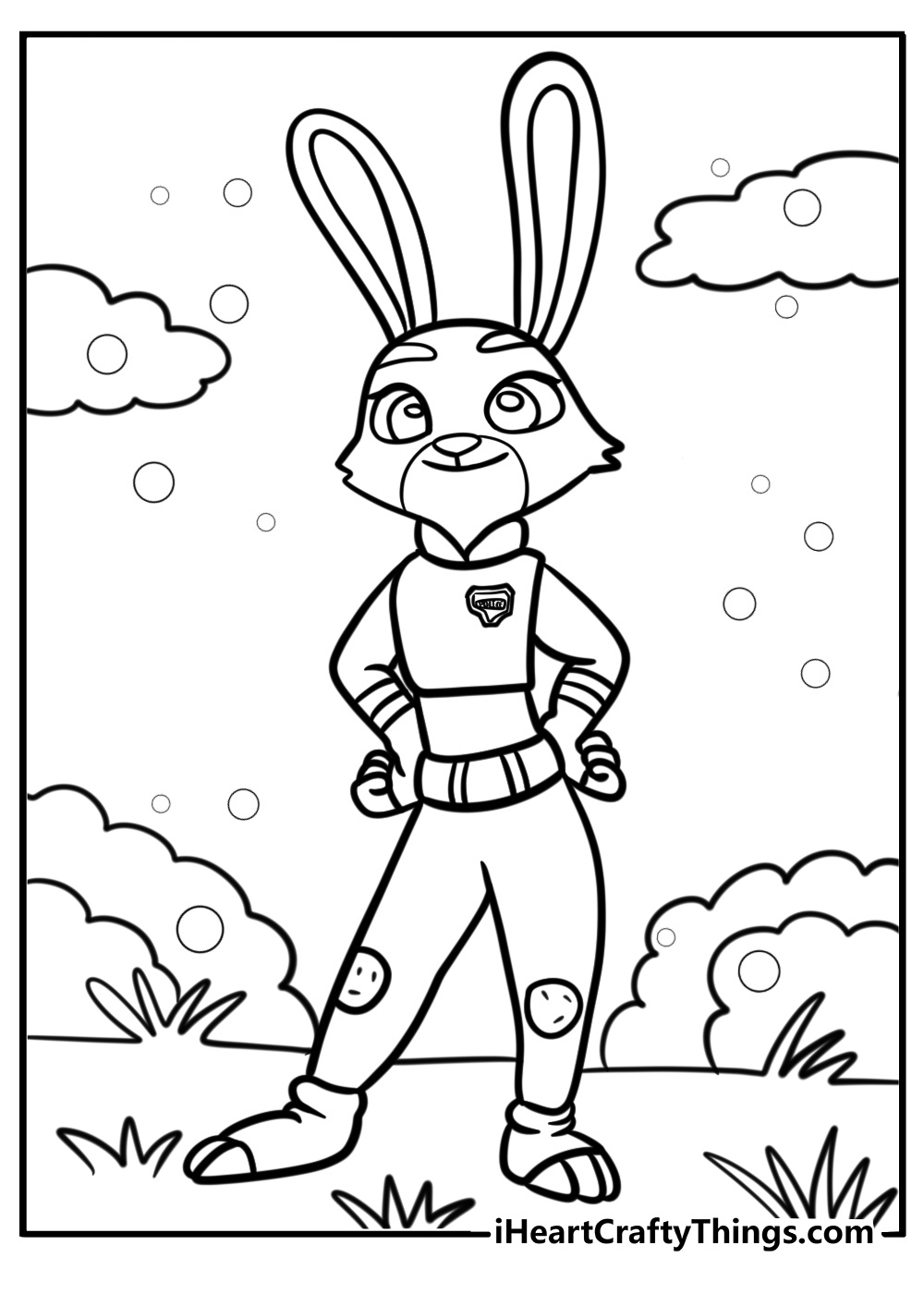 Judy hopps as a police officer free coloring page pdf