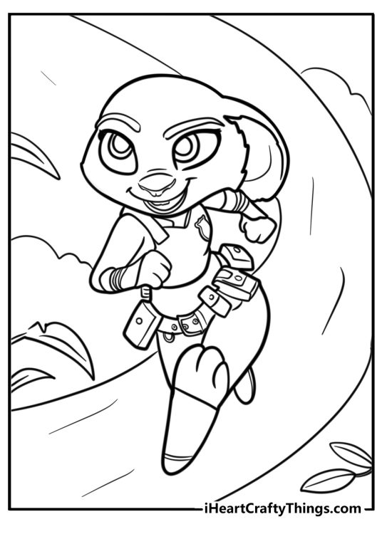 Judy hopps chasing a criminal free printable coloring page