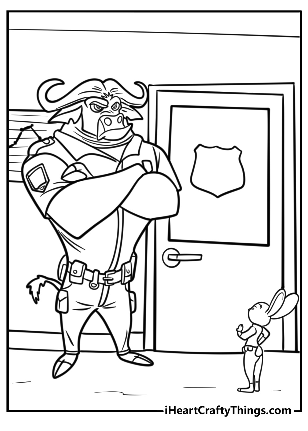 Judy hopps talking to chief bogo coloring page