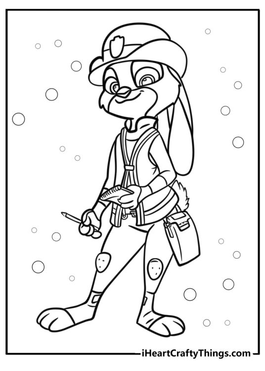 Judy hopps writing a ticket free zootopia coloring page pdf