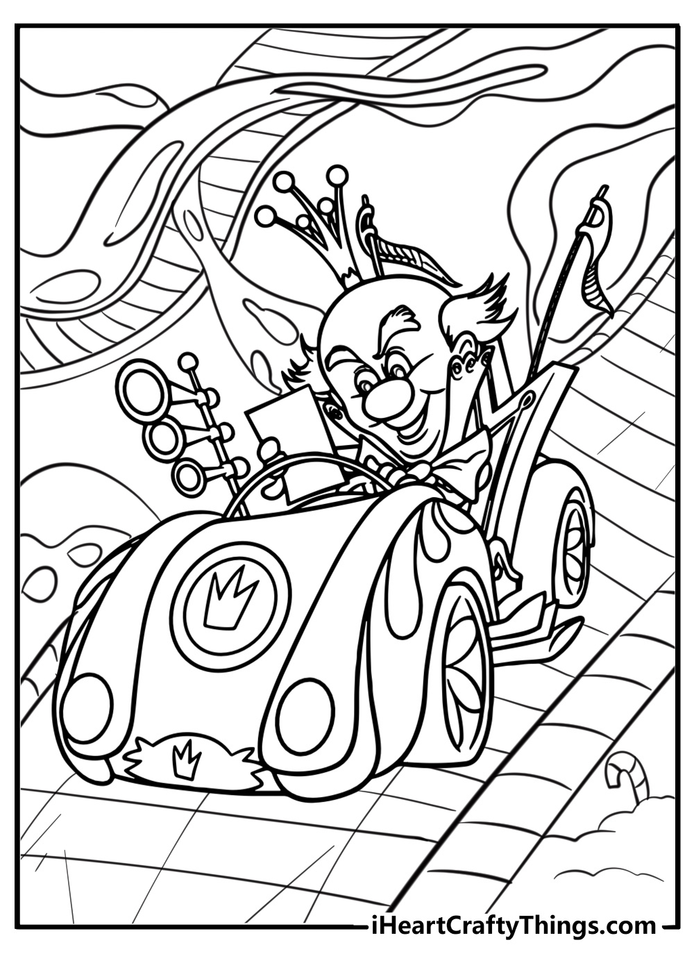 King candy looking mischievous fun coloring sheet