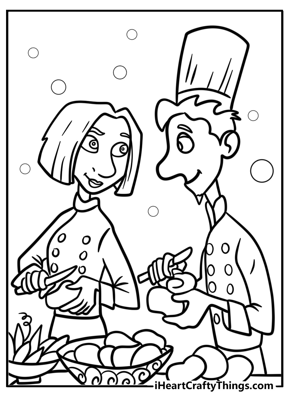 Linguini and colette cooking together printable coloring page