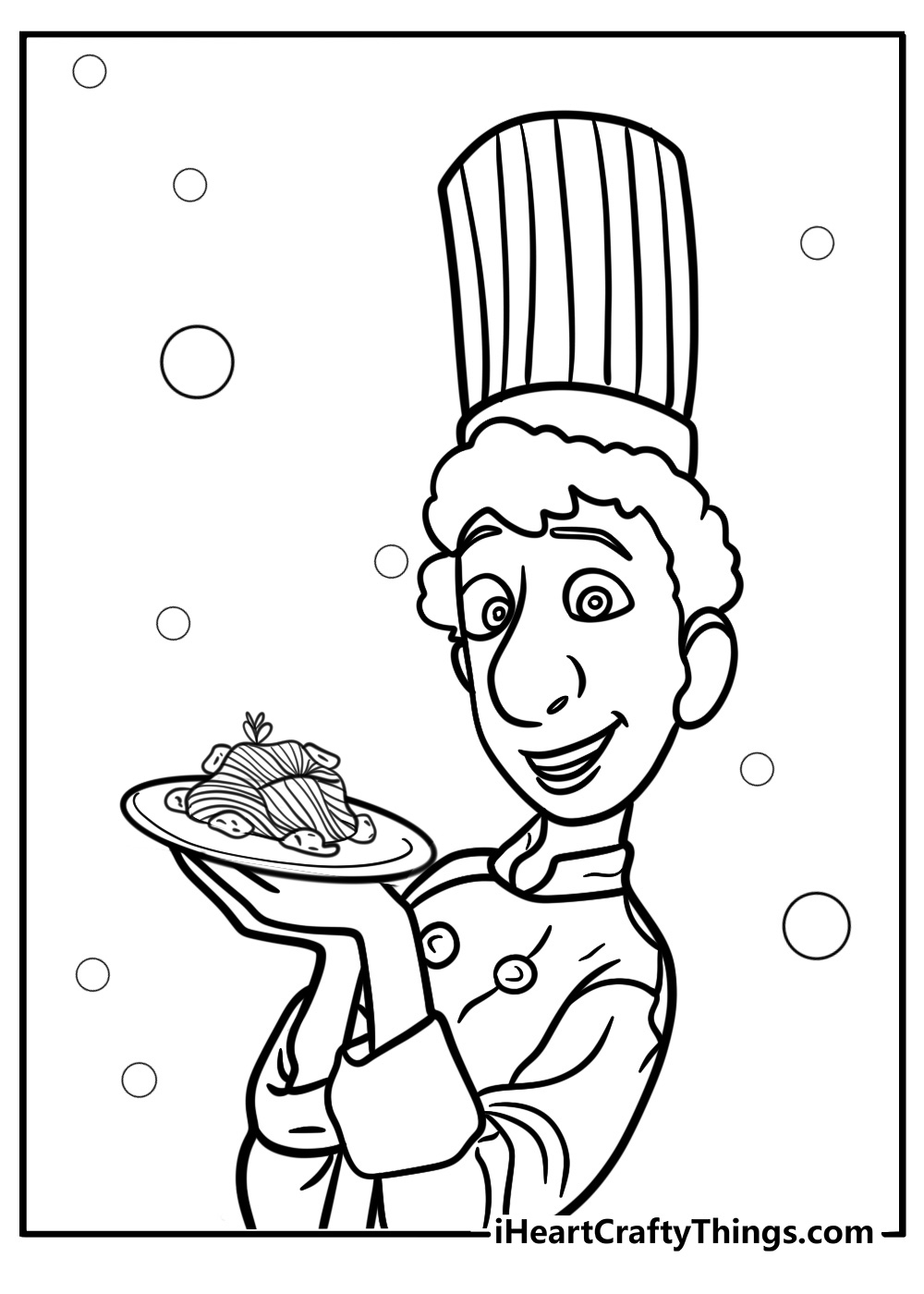 Linguini holding a plate of food printable coloring page