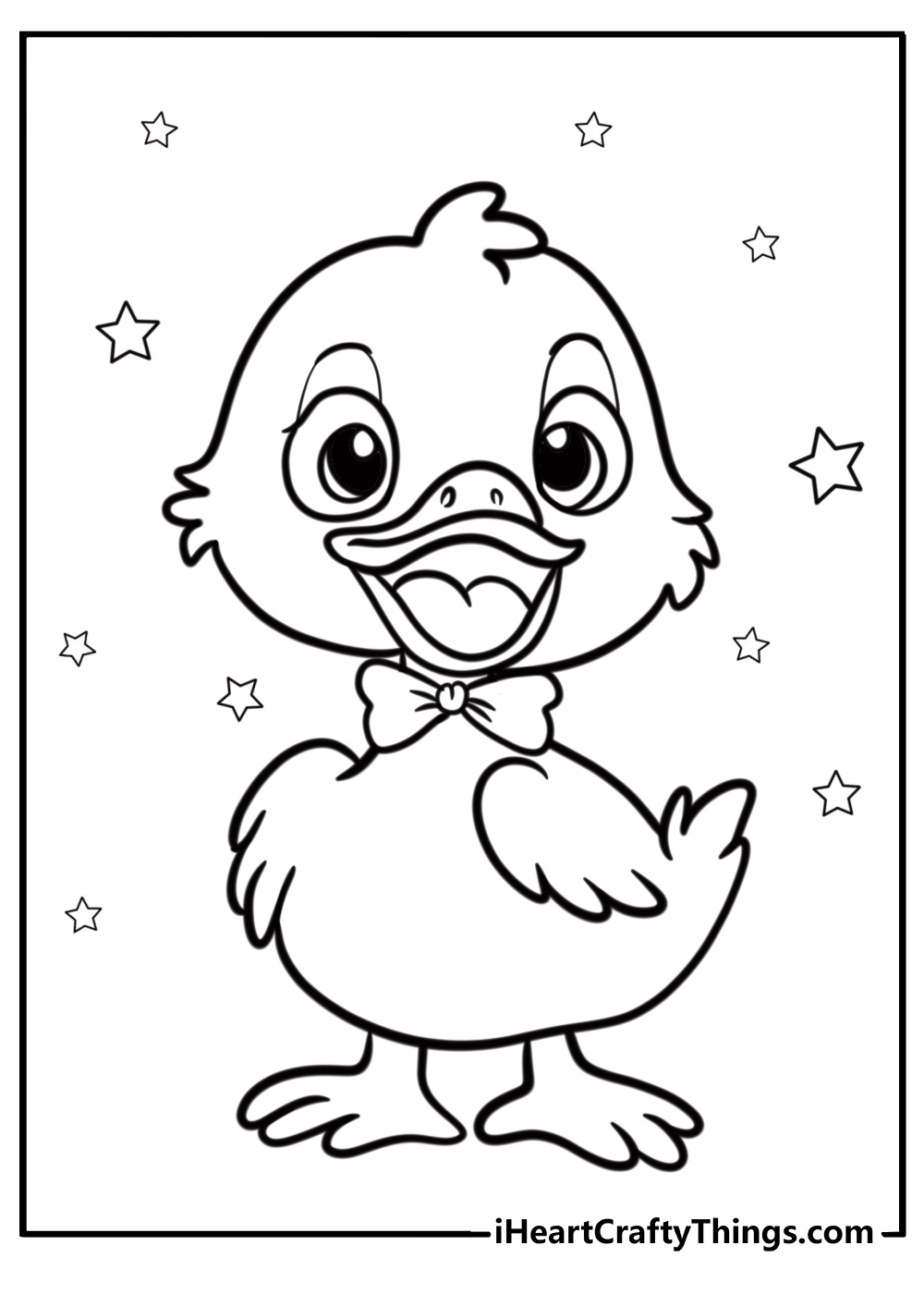 Little duckling with a bow tie free fun sheet to color