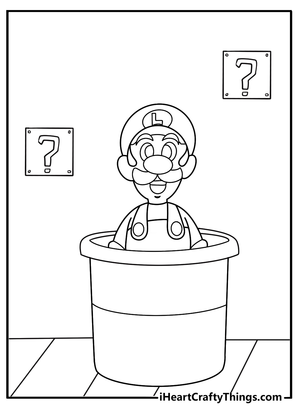 luigi emerging from a warp pipe free printable coloring page