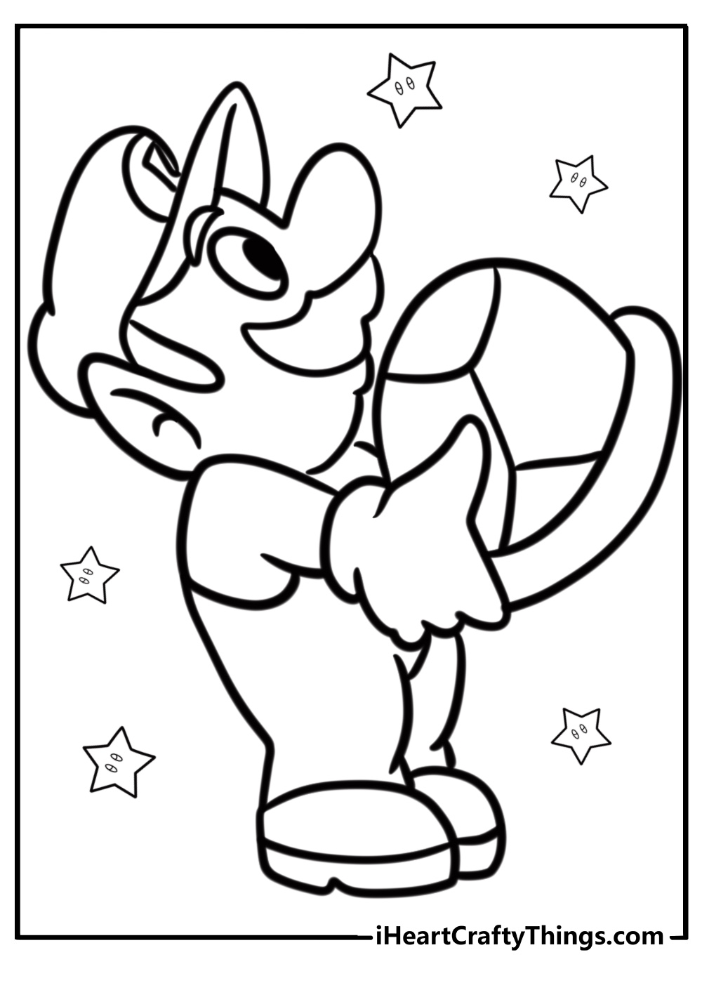 Luigi holding a green shell fun coloring sheet