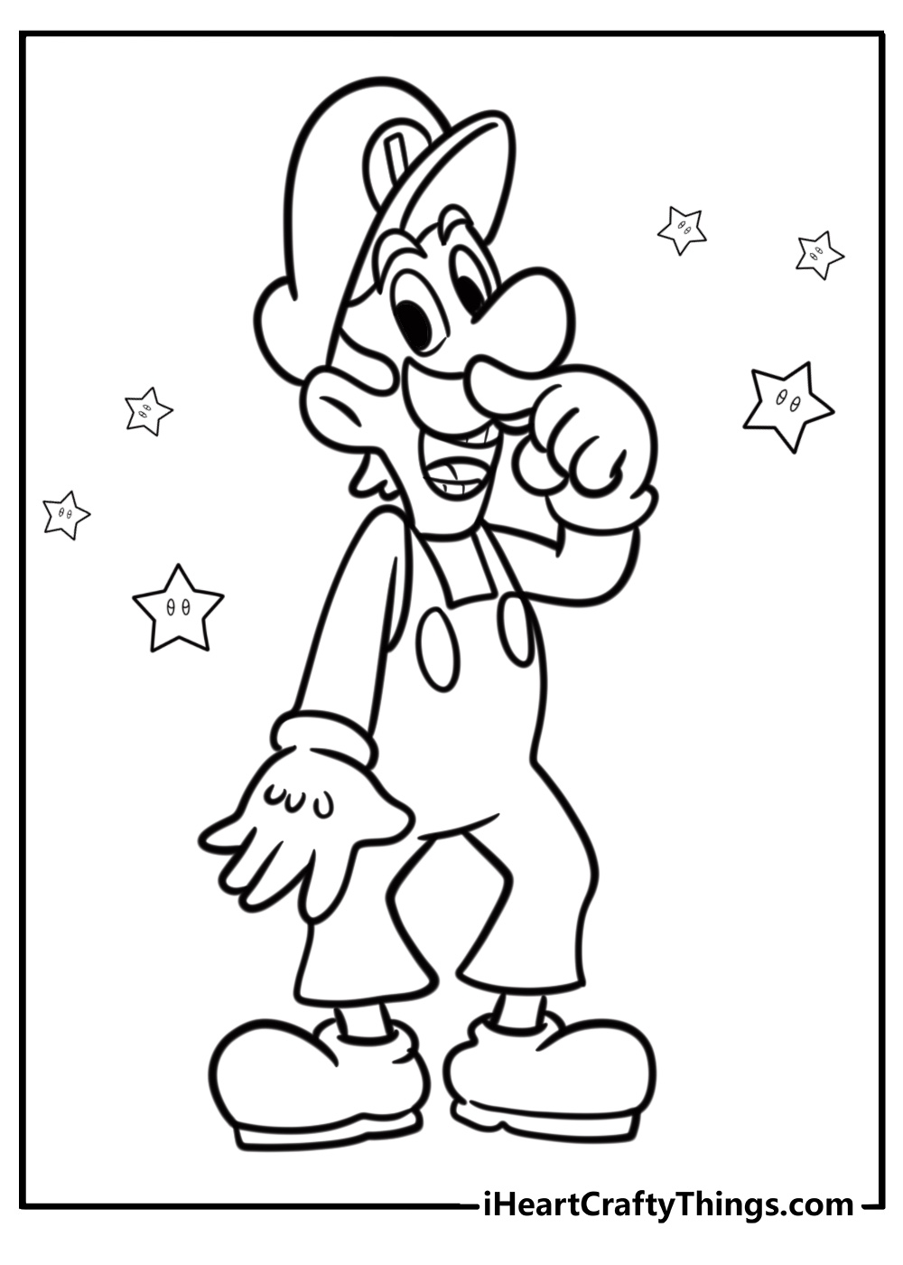 Luigi in his classic green hat coloring sheet