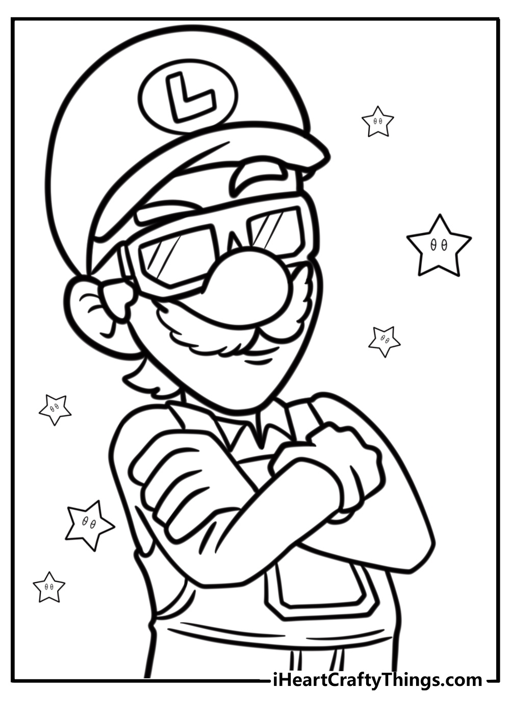 Luigi with his signature l hat coloring page