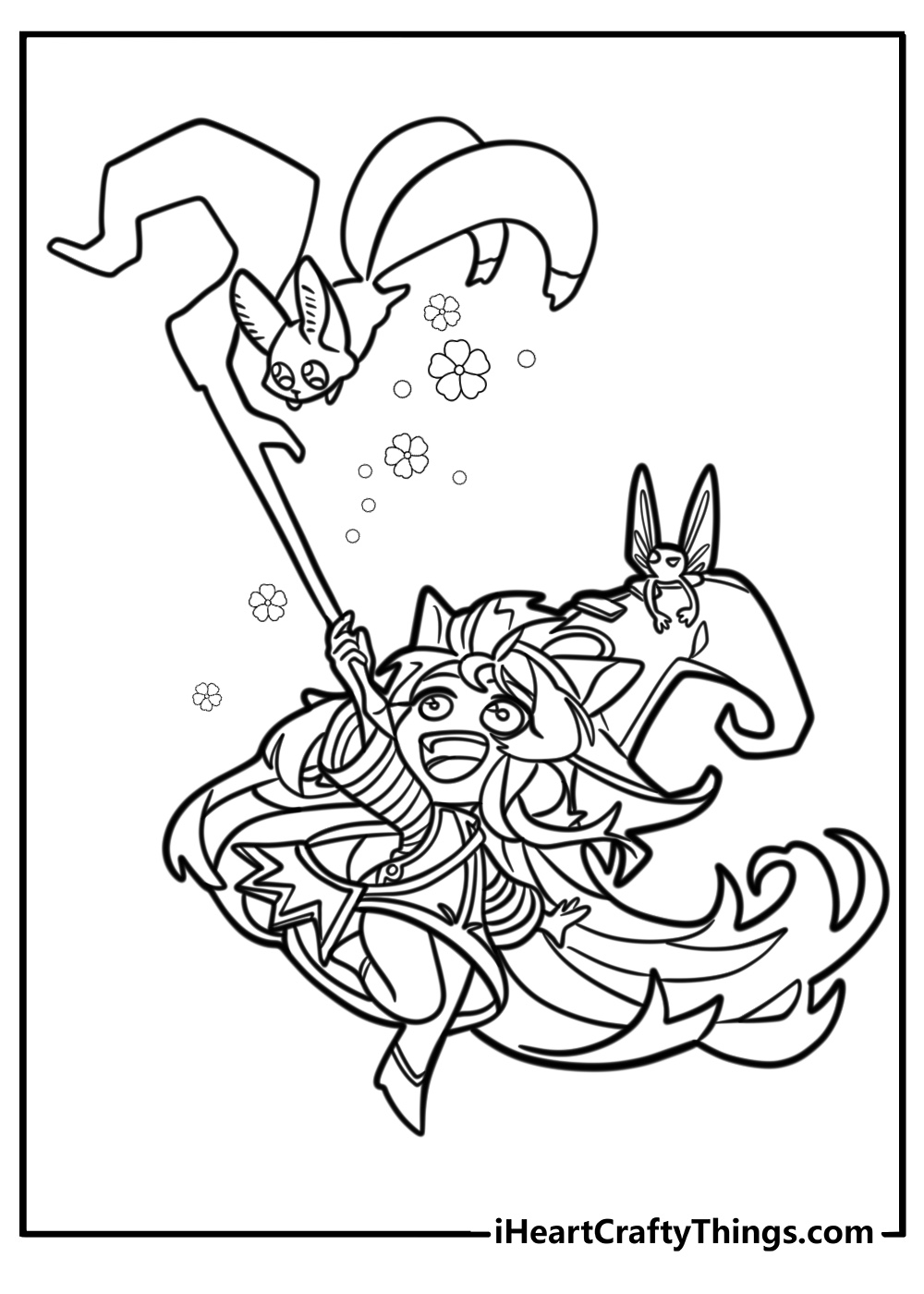 Lulu casting whimsical magic in a free printable coloring page