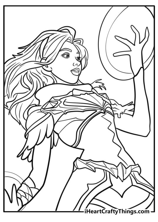 Lux casting a light spell in a detailed free coloring page for fans