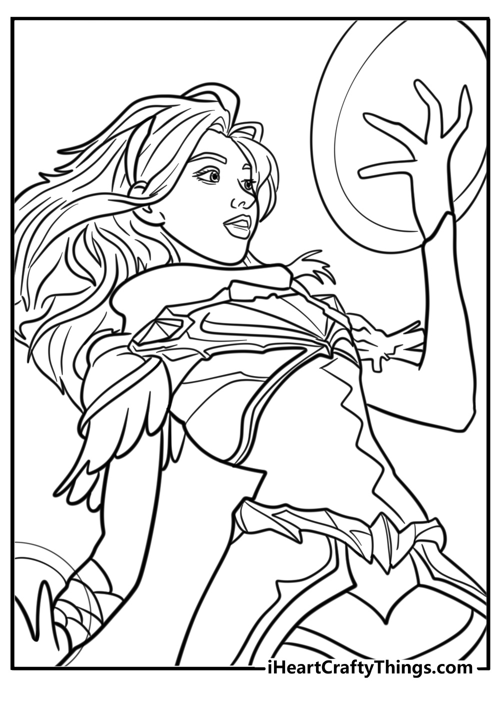 Lux casting a light spell in a detailed free coloring page for fans