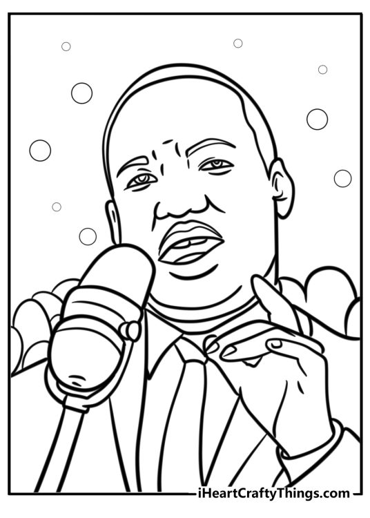 Martin luther king jr at a podium free printable coloring page