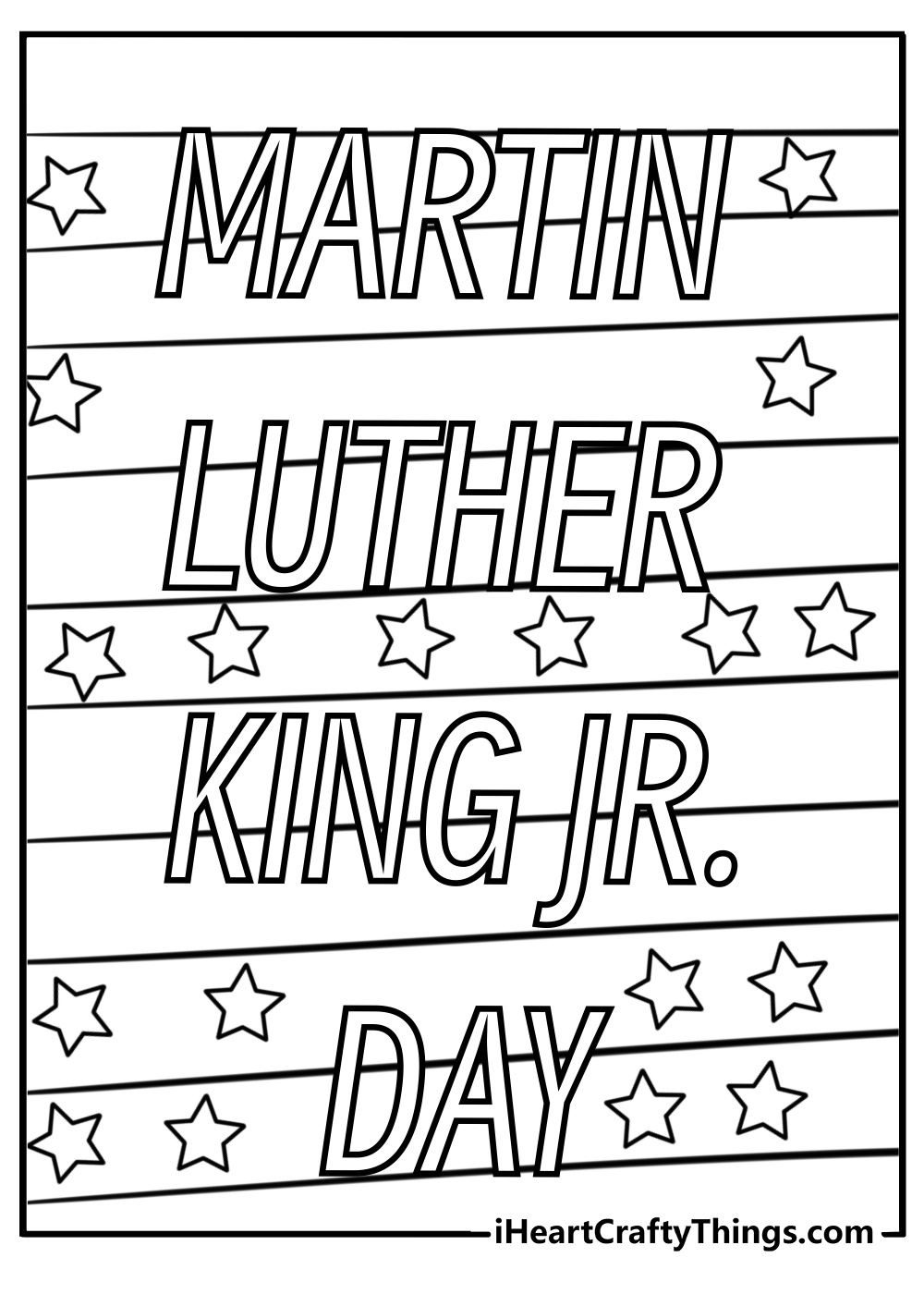 Martin luther king jr day with stars and stripes free coloring page