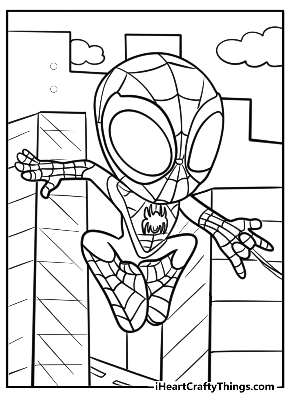 Miles morales as spin in action printable coloring sheet