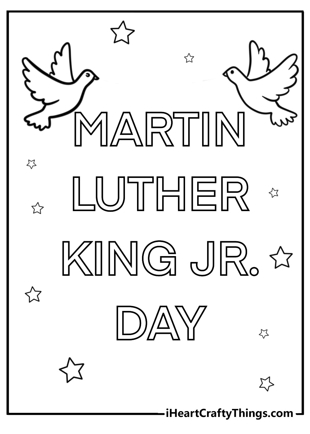 mlk day banner with doves fun coloring sheet for kids