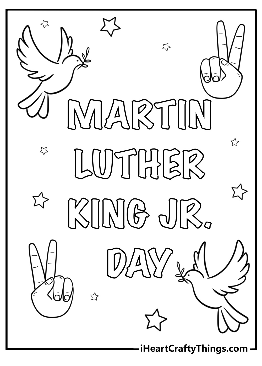 mlk day with doves and peace sign free coloring page pdf