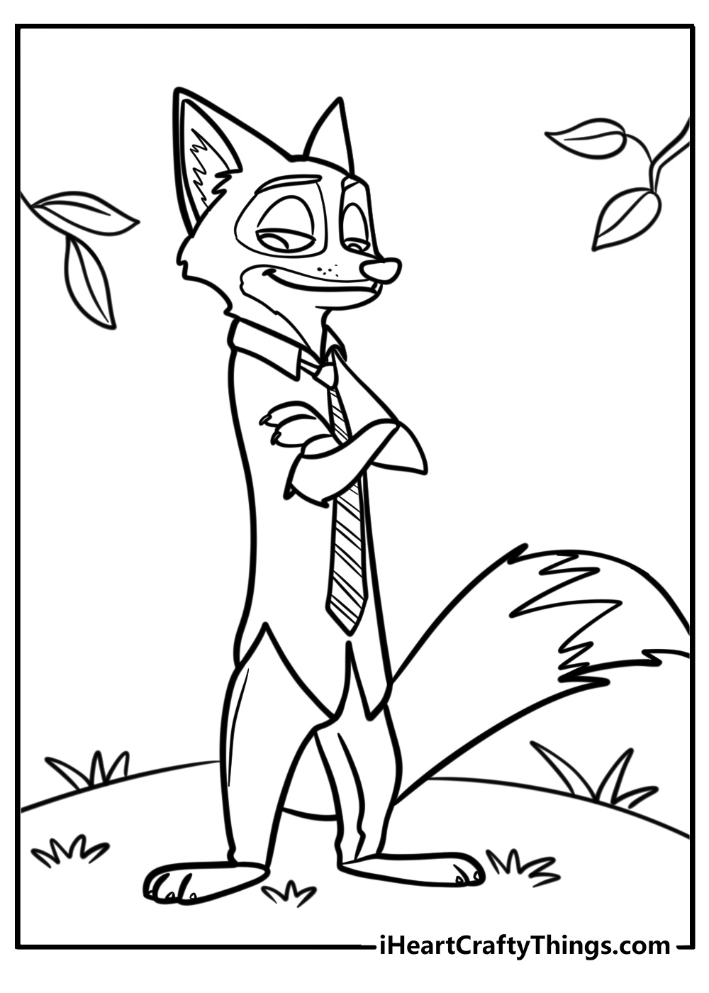 Nick wilde in a casual outfit detailed coloring sheet