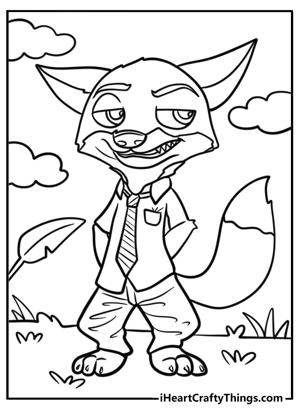 Nick wilde with his signature smirk fun zootopia coloring sheet