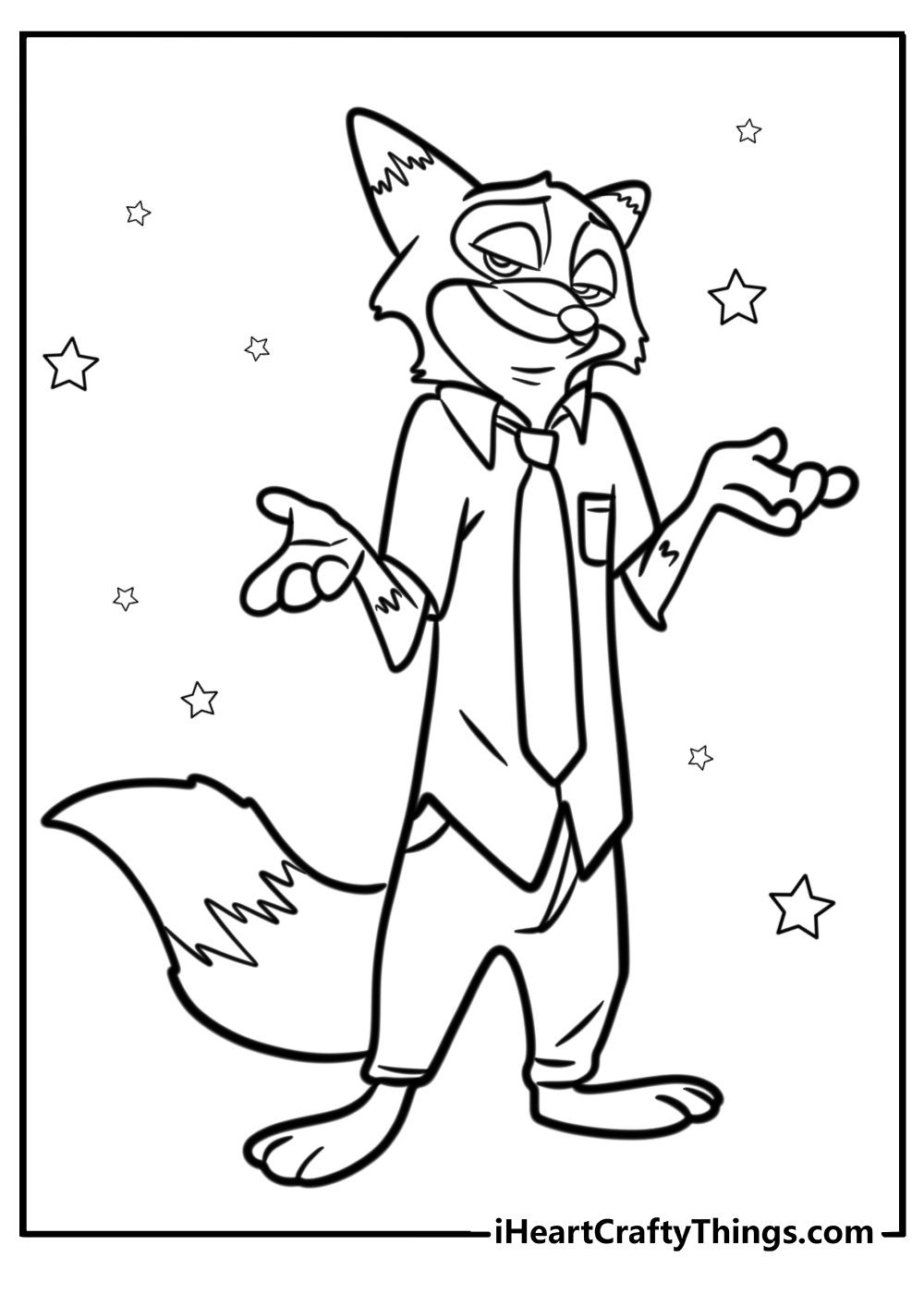 Nick wilde with his signature smirk fun zootopia coloring sheet