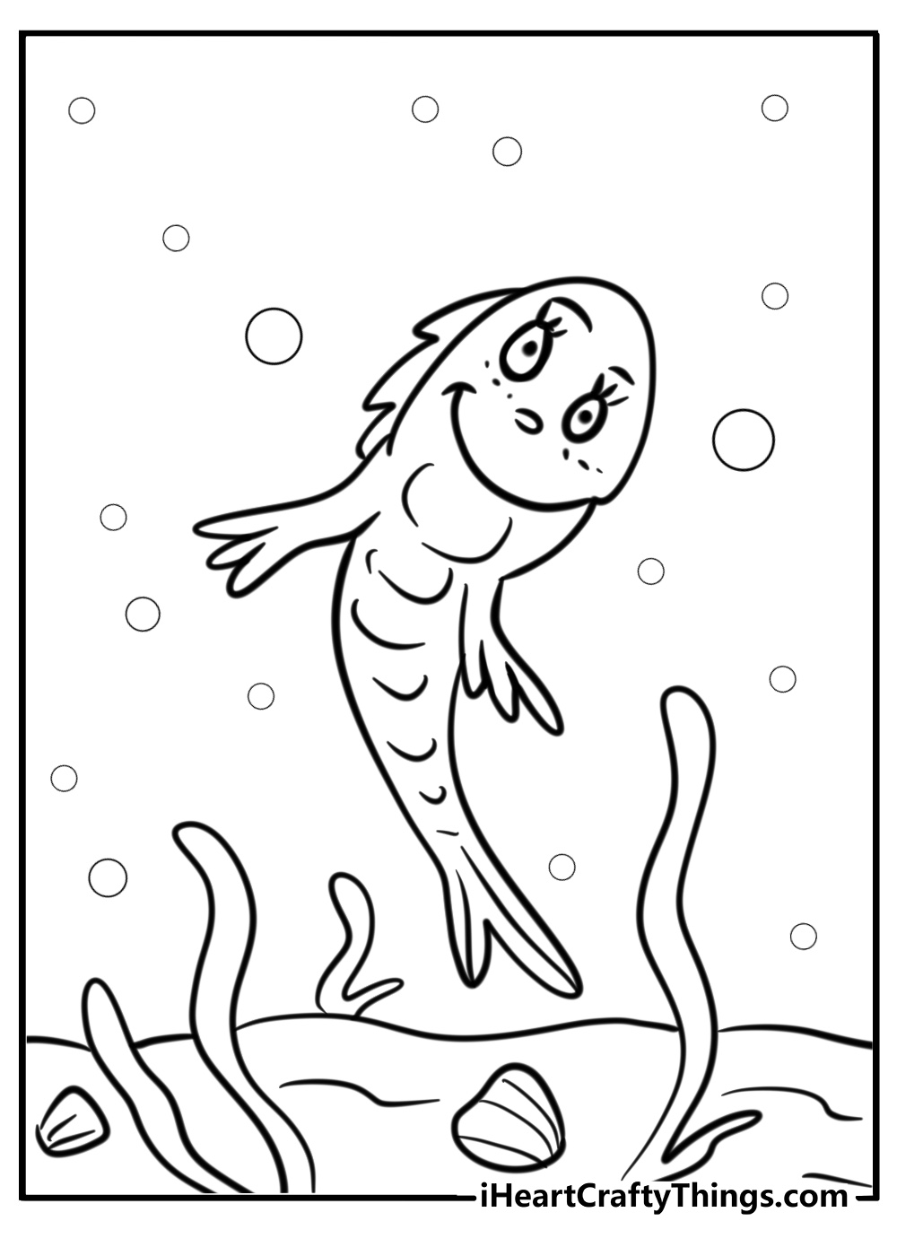 One fish from one fish two fish free printable dr seuss coloring page