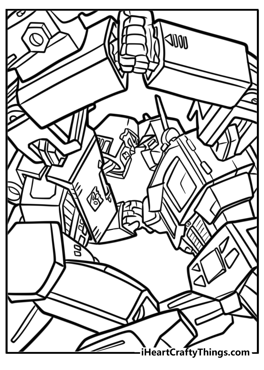 Optimus prime fighting megatron free coloring page pdf