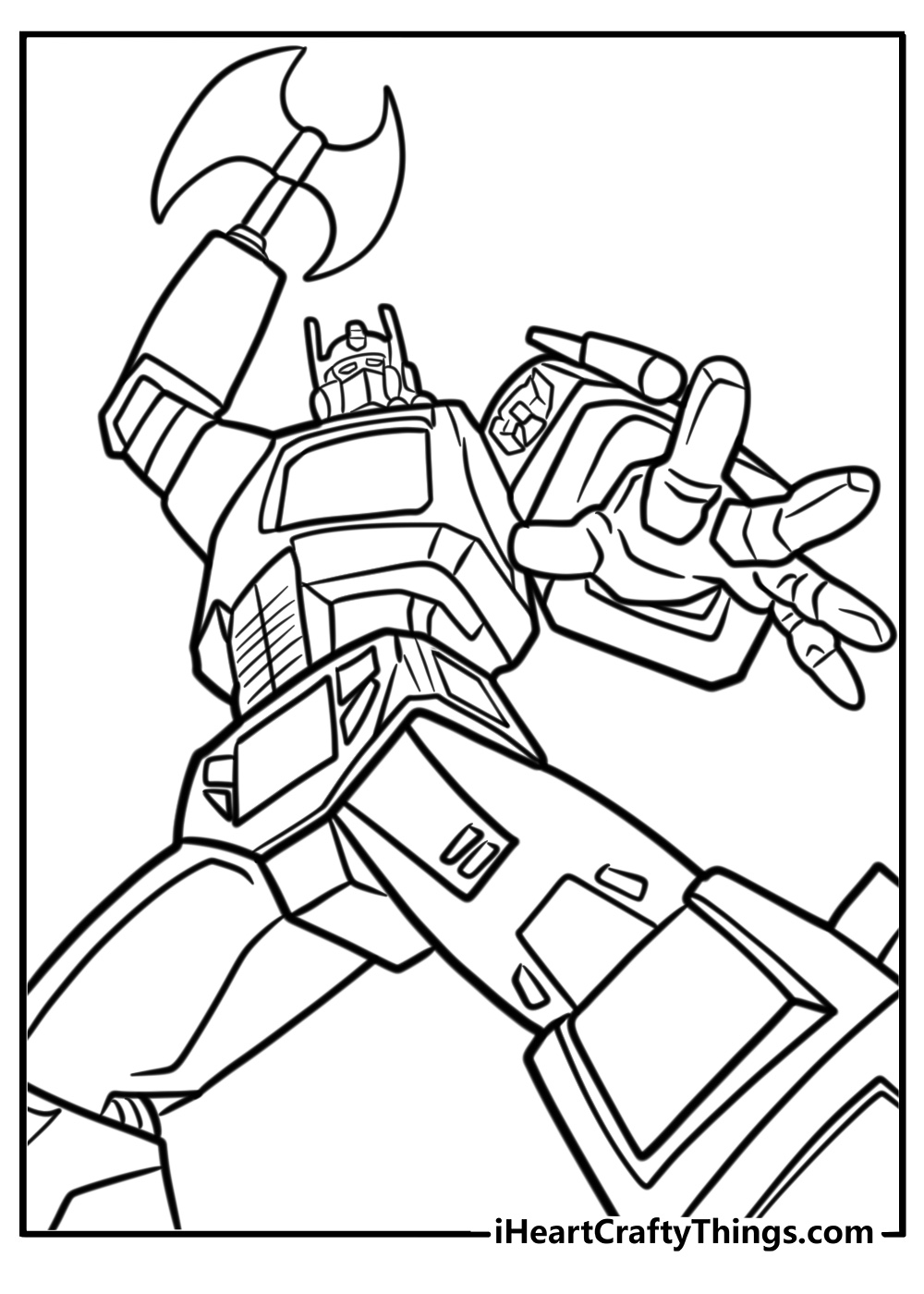 Optimus prime fighting to protect earth fun coloring sheet