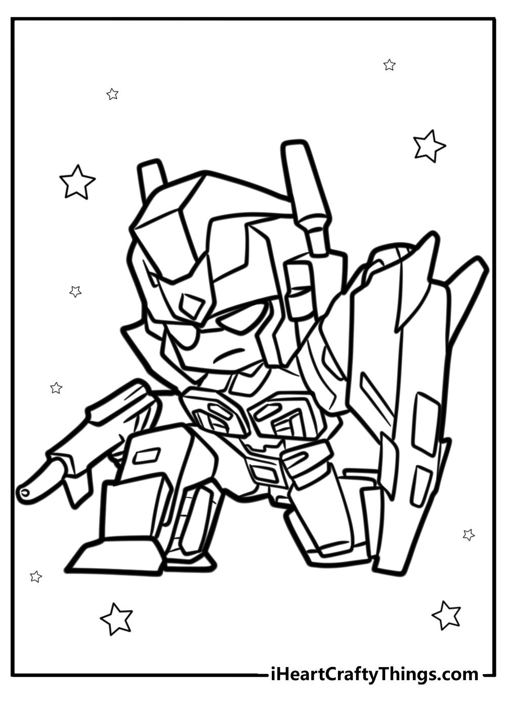 Optimus prime holding his shield detailed coloring sheet