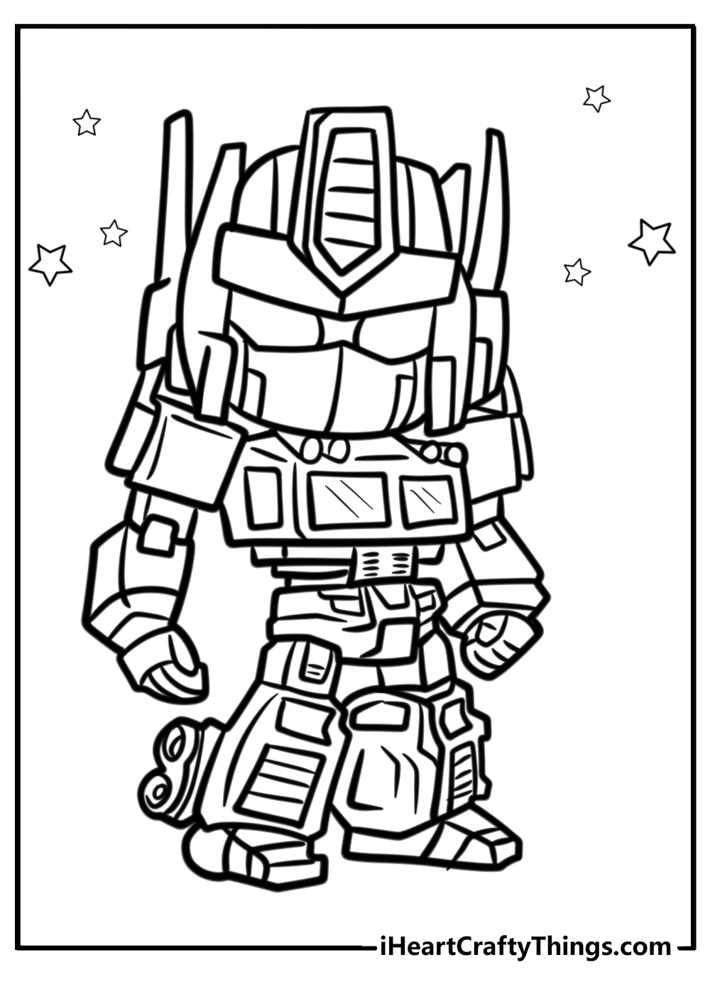 Optimus prime looking strong free coloring page pdf