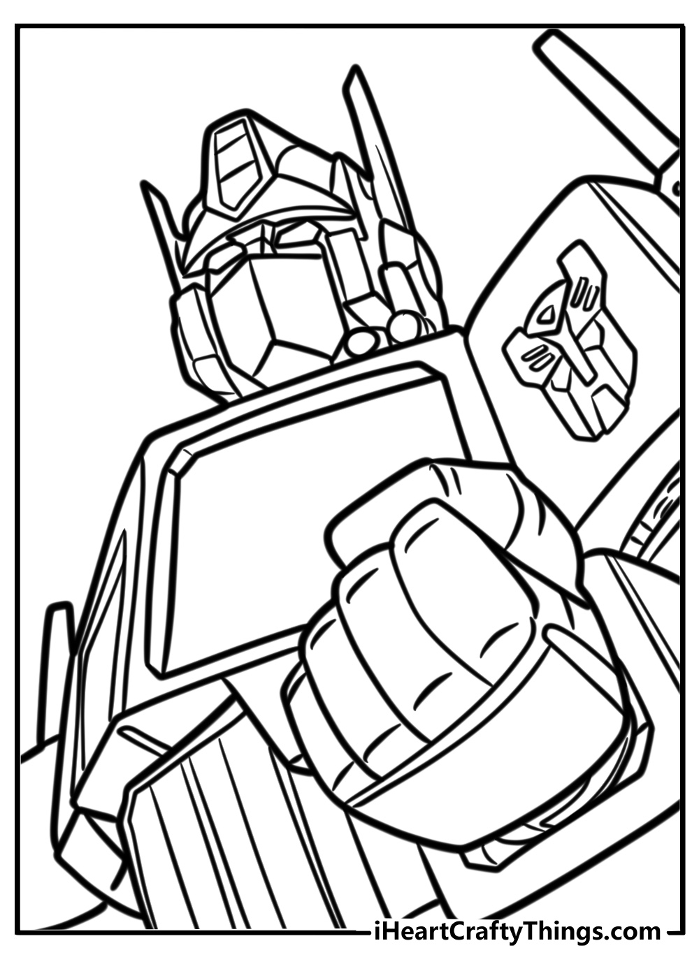 Optimus prime ready for a fight fun coloring sheet for kids