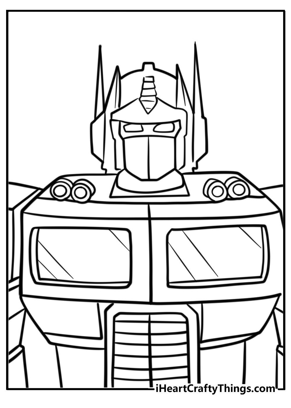 Optimus prime ready to transform detailed coloring sheet