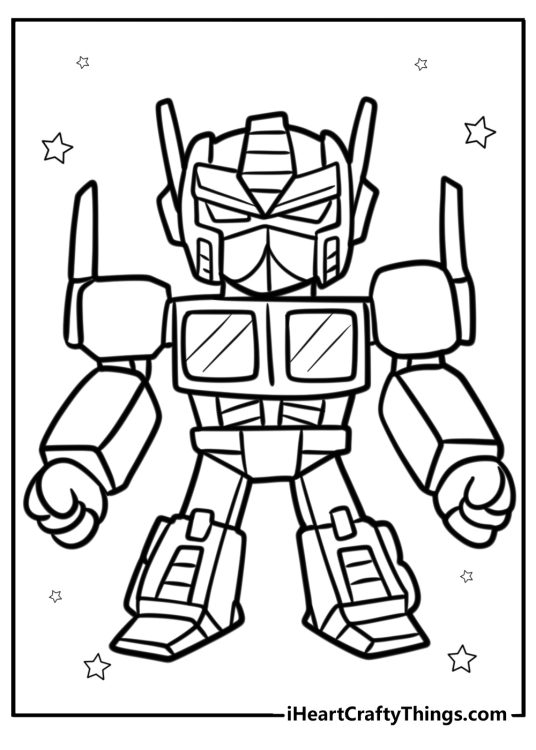 Optimus prime saving the day free printable coloring page