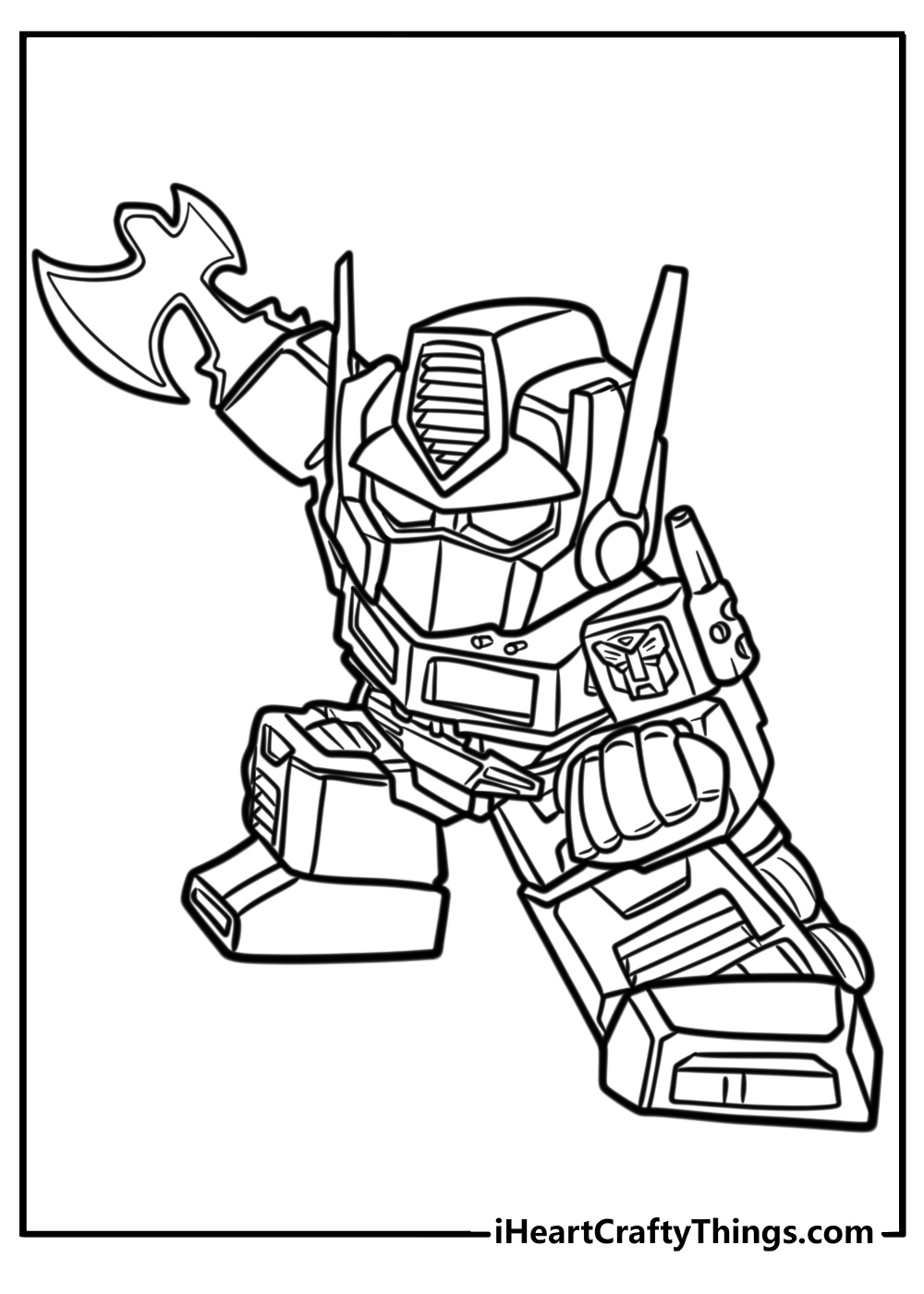 Optimus prime showing his strength detailed coloring sheet