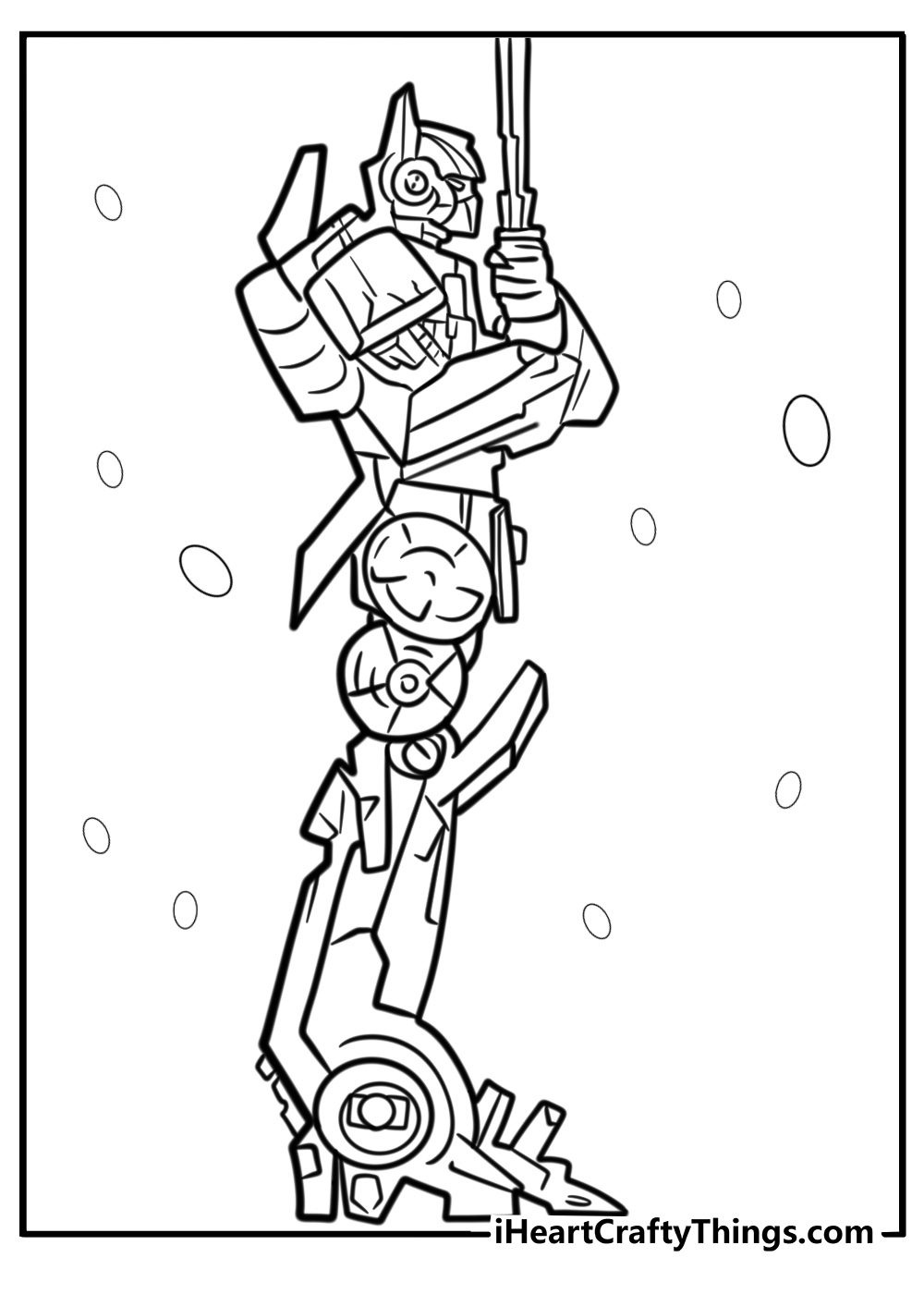 Optimus prime standing tall coloring page for kids