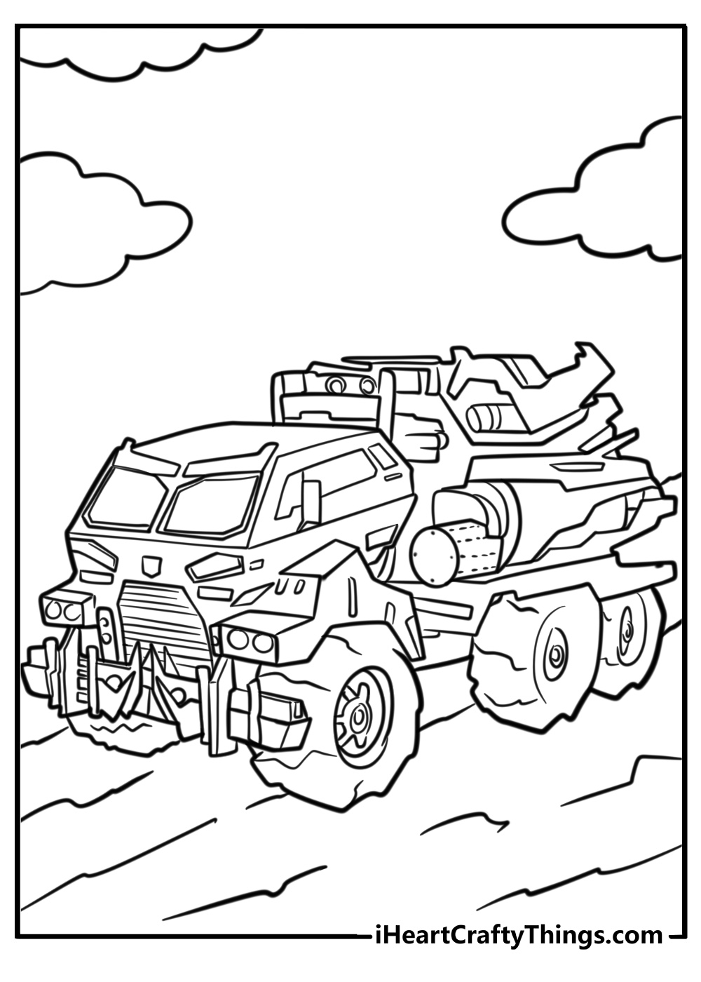 Optimus prime transforming into a truck free coloring page pdf