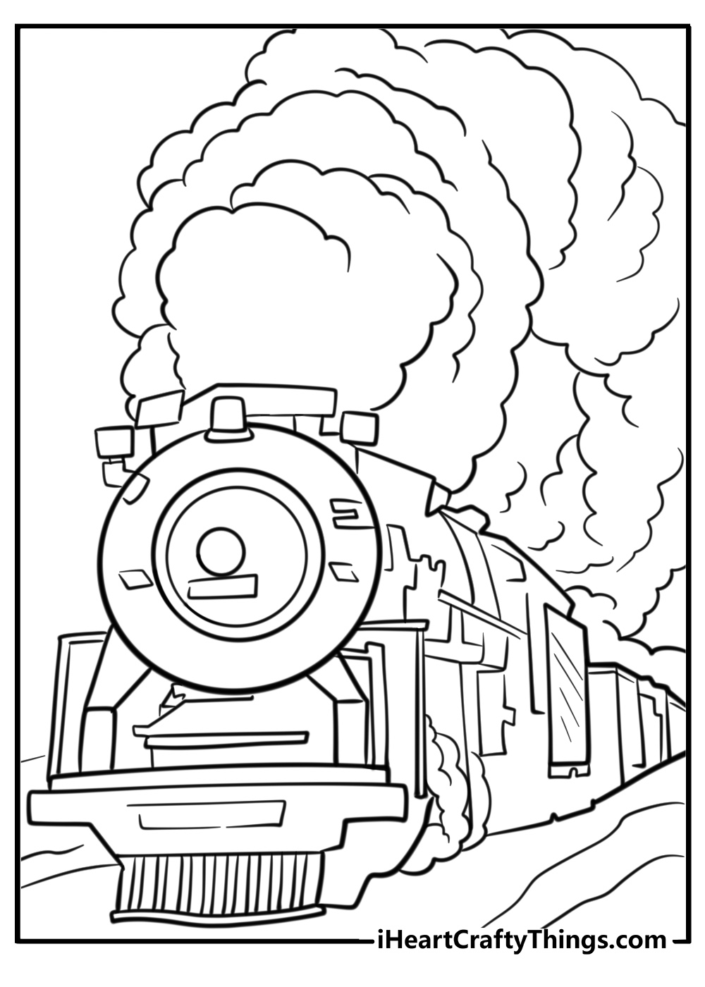 Polar Express train with steam detailed coloring sheet