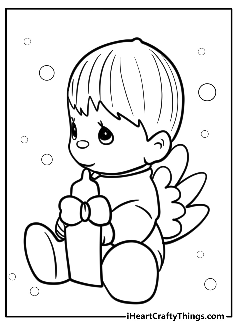 Precious moments baby angel with wings coloring page