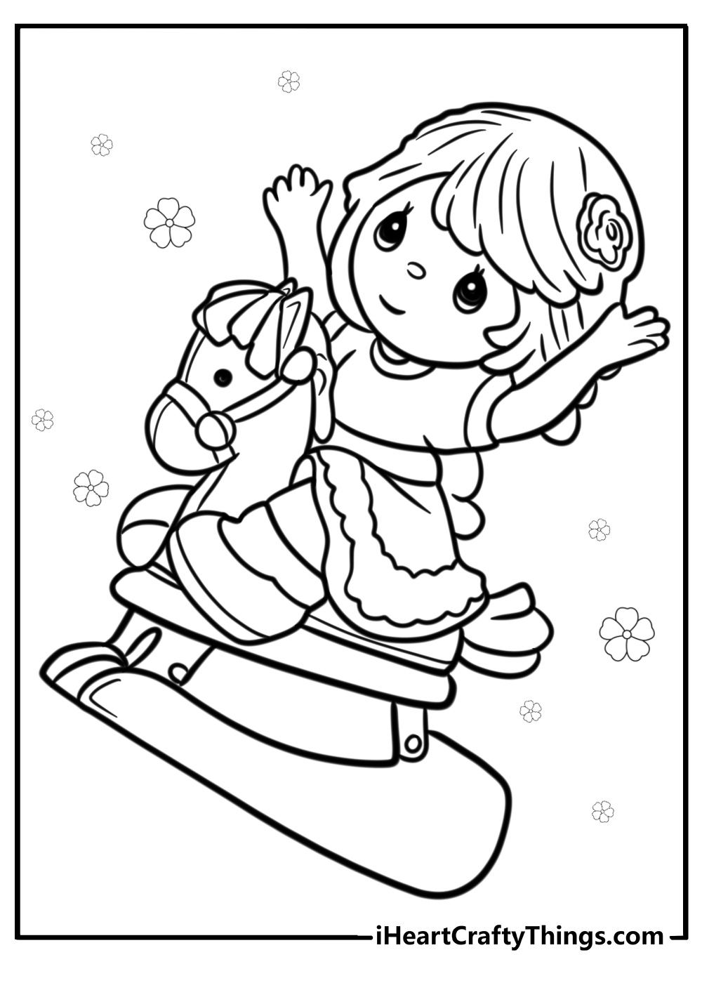 Precious moments child on a rocking horse free coloring page pdf